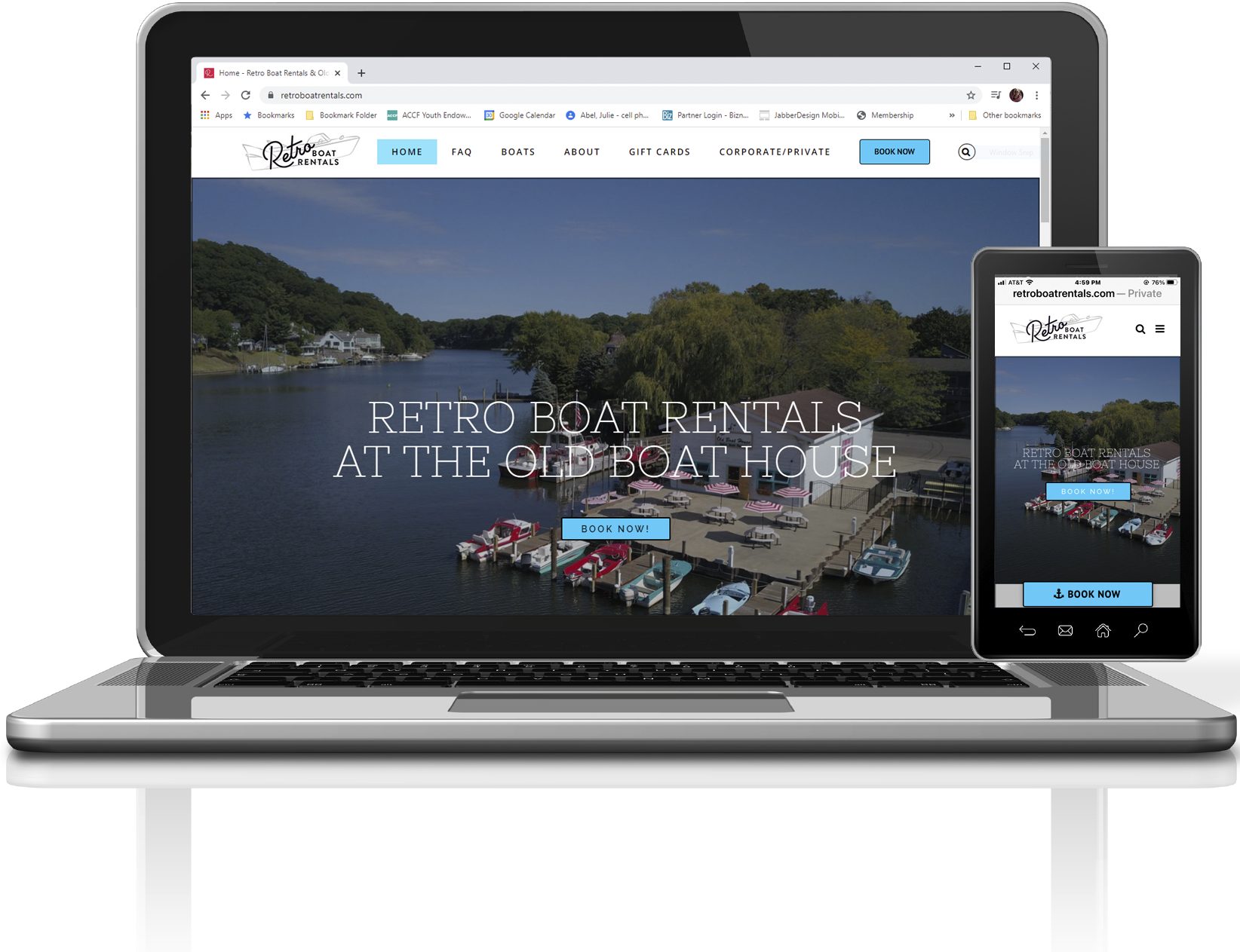 Retro Boat Rentals Website Designed by JabberDesign Website Design & Devleopment